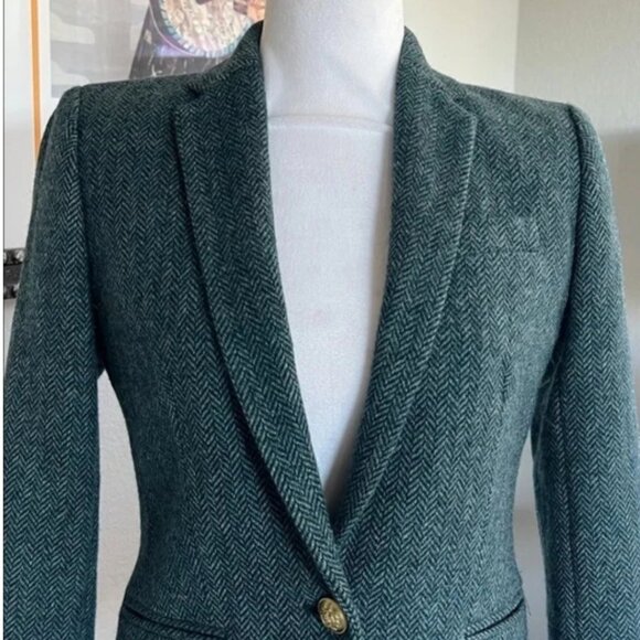 J.Crew herringbone wool blazer size 0 - Picture 2 of 6